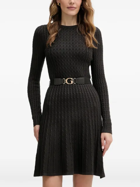 GUESS USA textured belted mini dress Brown W5BK68Z2YJ2