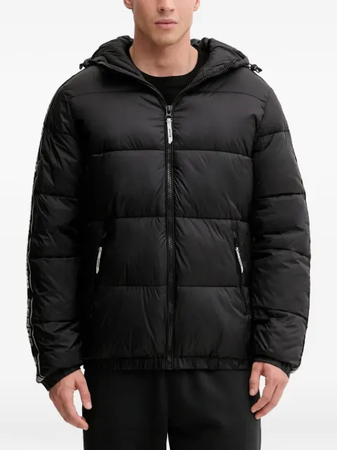 GUESS USA hooded logo-stripe jacket Black Z5BL17WO06I
