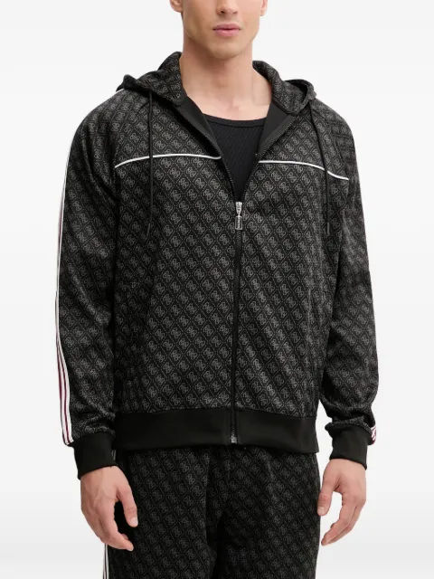 GUESS USA monogram-pattern striped hoodie Black Z5BQ13K2042