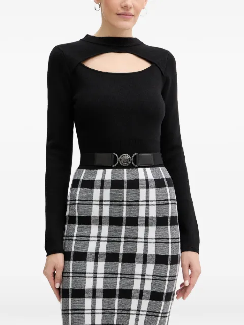 GUESS USA cutout plaid mini dress Black W5BK44Z3JD2