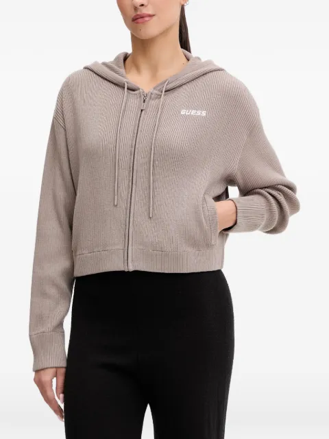 GUESS USA Flaminia ribbed zip-up hoodie Neutrals V5BR05Z3JD2