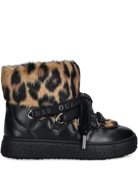 GUESS USA Unessa faux-fur trim ankle boots Black FLFUEKFUR10LEOPA