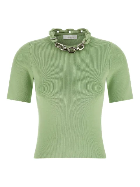 Rabanne embellished-collar ribbed T-shirt Green 26PMPU016ML0308P316