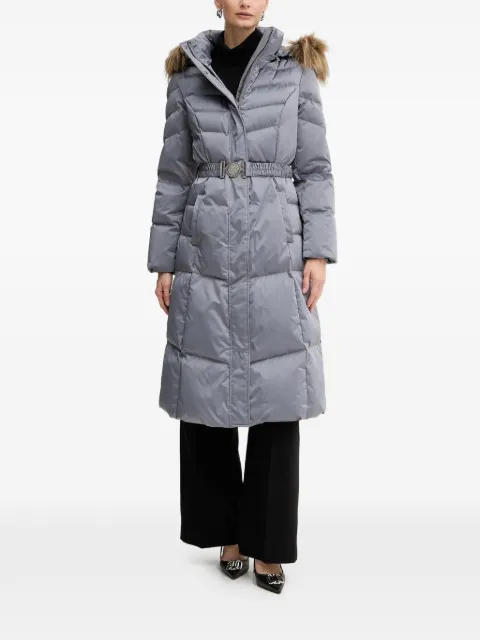 GUESS USA Marina faux-fur hooded belted coat Grey W5BL29W2802