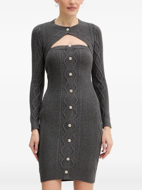 GUESS USA cable knit button mini dress Grey W5BK61Z2ZK2