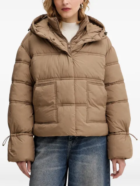 GUESS USA hooded pattern puffer jacket Brown W5BL43W2902