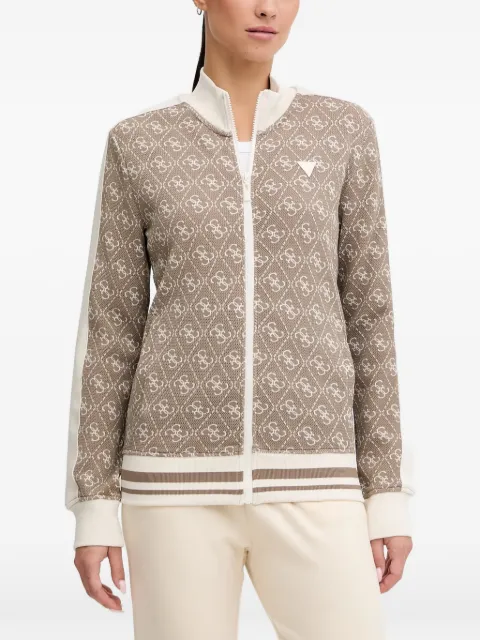 GUESS USA monogram zip sweater Brown V5BQ16K1990