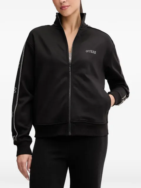 GUESS USA embellished zip sweatshirt Black V5BQ15KCX22