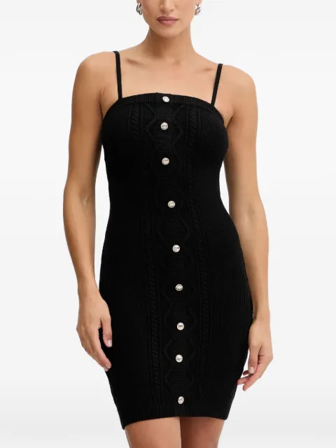 GUESS USA button cable knit mini dress Black W5BK61Z2ZK2