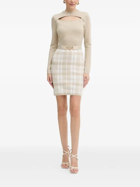 GUESS USA cutout check mini dress Neutrals W5BK44Z3JD2