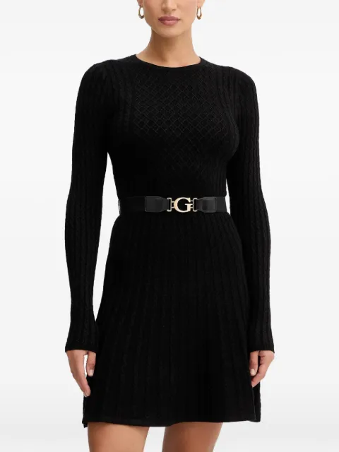 GUESS USA long-sleeve textured dress Black W5BK68Z2YJ2