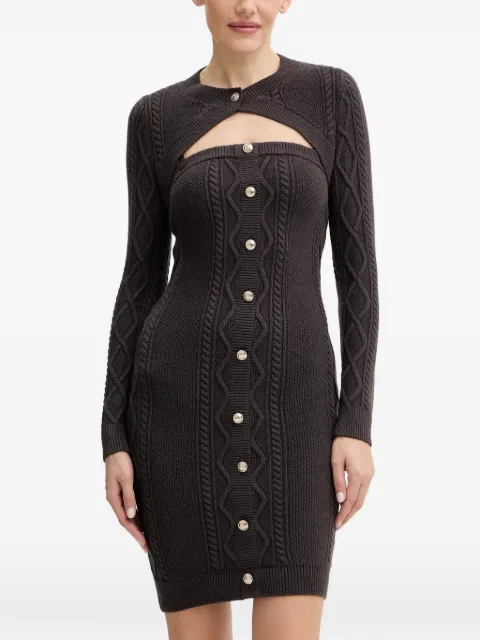 GUESS USA buttoned cable-knit dress set Brown W5BK61Z2ZK2