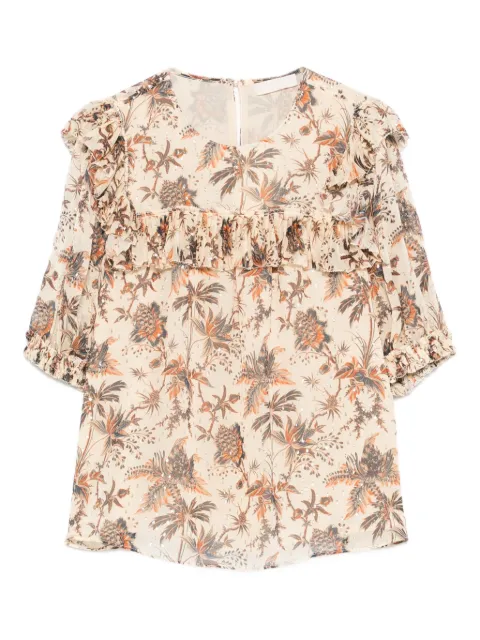 Ulla Johnson Jodie ruffled floral blouse Neutrals 260225