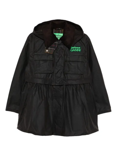 Barbour x Ganni peplum waxed coat Brown LWX1523