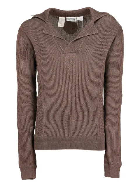 Gianfranco Ferré Pre-Owned Knitted pointed-collar sweater Brown W251109