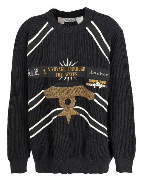 Gianfranco Ferré Pre-Owned ribbed print knitted sweater Black W251102