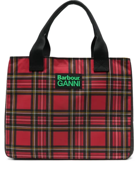 Barbour tartan logo-detail tote bag Red LBA0462