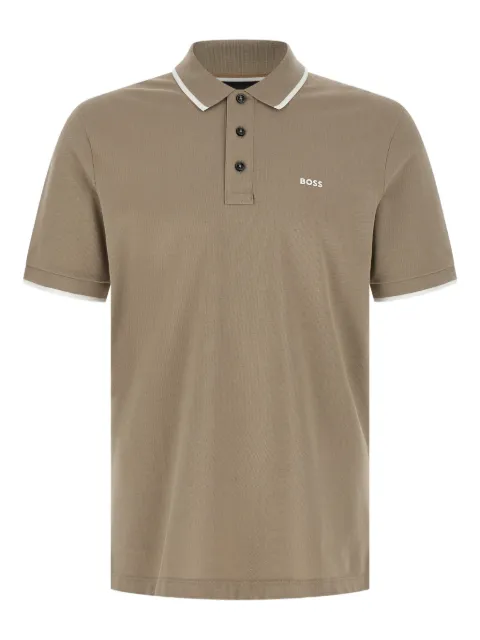 BOSS logo-detail polo shirt Neutrals 50494697