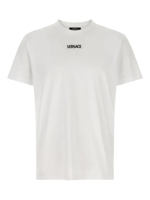 Versace embroidered cotton-jersey slim T-shirt White 10139441A16455
