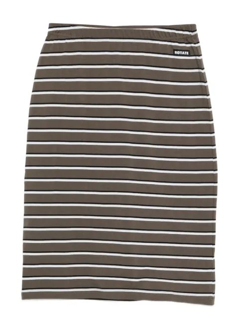 ROTATE BIRGER CHRISTENSEN striped logo-patch midi fitted skirt Green 1154742476