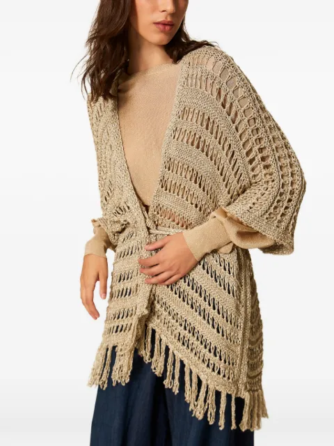 TWINSET crochet knit poncho Neutrals 261TA4340