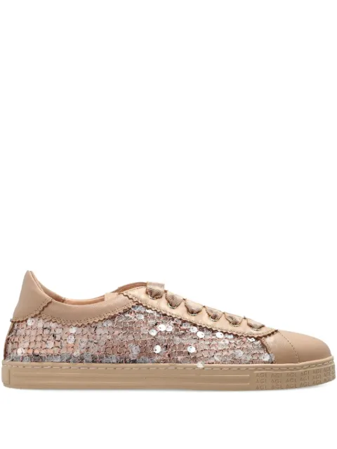 AGL sequinned leather-panel sneakers Neutrals D936031PGKT113