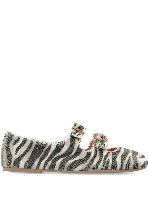 AGL zebra-print buckle ballet flats Black D840001PGKA289G741