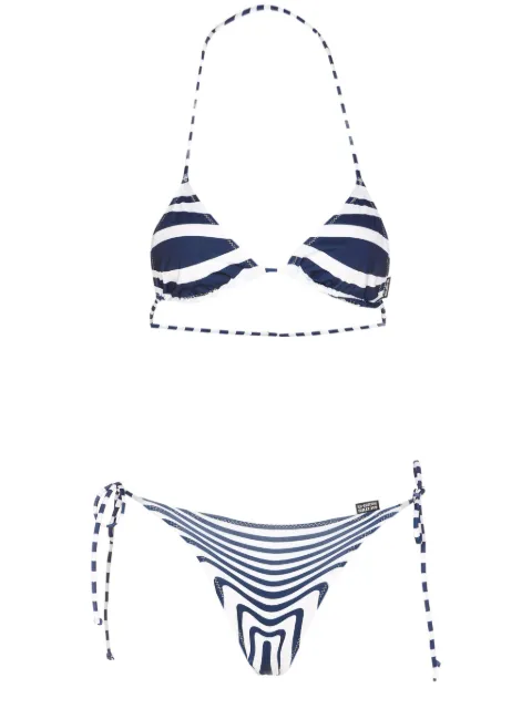 Jean Paul Gaultier striped lace-up bikini White 2601WBS038J039P0159
