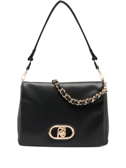 LIU JO LaPuffy large braided chain logo satchel Black AA6147E095322222
