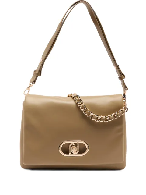 LIU JO LaPuffy large braided chain logo satchel Neutrals AA6147E095301679