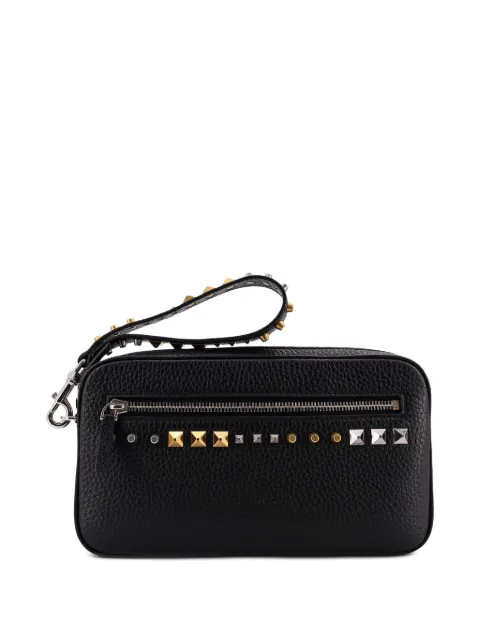 Valentino Garavani studded zip-closure clutch bag Black YP0AX0VTJ