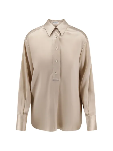 Brunello Cucinelli Monili-chain satin shirt Neutrals M0C59MQ605C9643