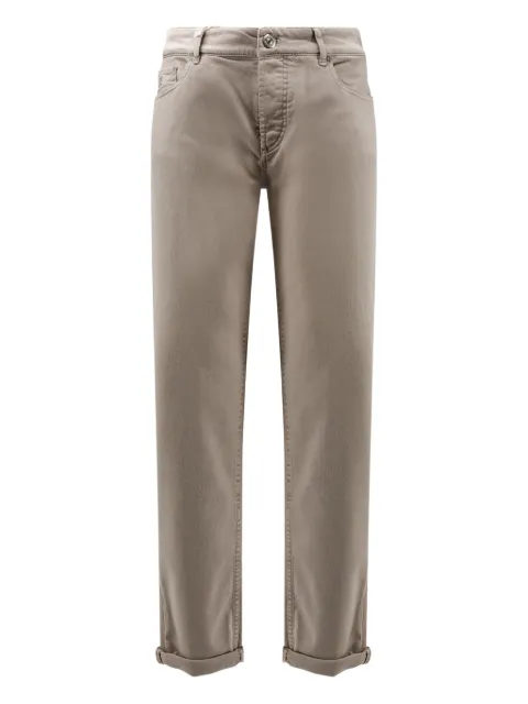 Brunello Cucinelli logo-embroidered five-pocket trousers Neutrals M277PD3210C7500