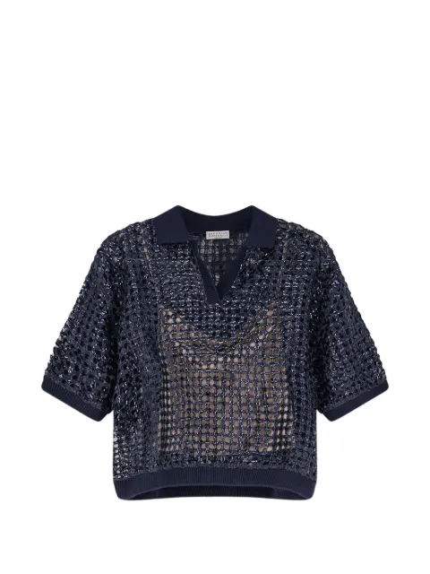 Brunello Cucinelli openwork knitwear Blue MCBR11805C7186