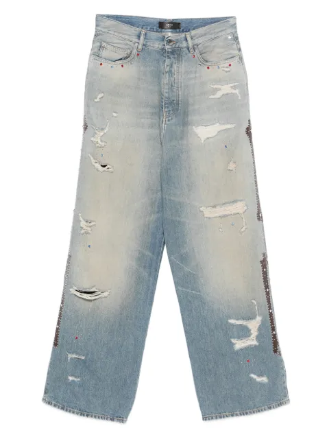 AMIRI bones studded baggy jeans Blue AMBMJE1011