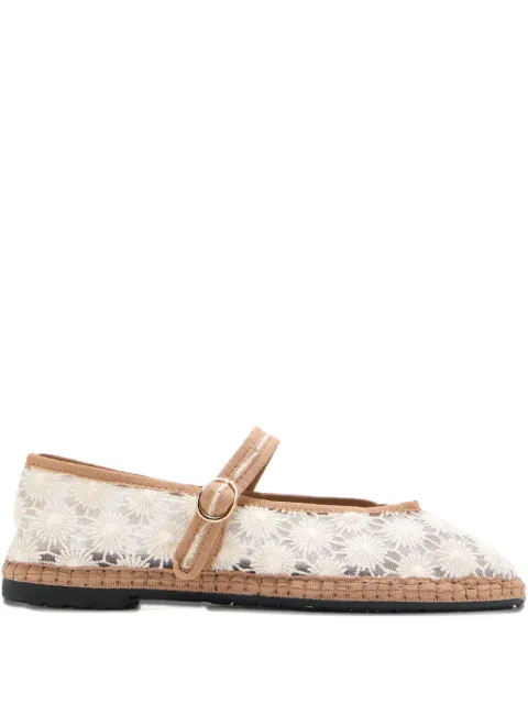 FLABELUS Pierre Sun Flower buckle espadrilles White PIERRESNFLWR
