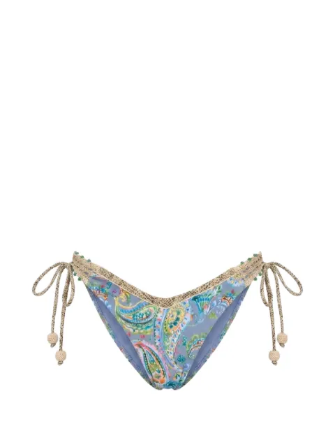 Del Maar paisley-print crochet-trim bikini bottoms Blue DM335BOTTOM