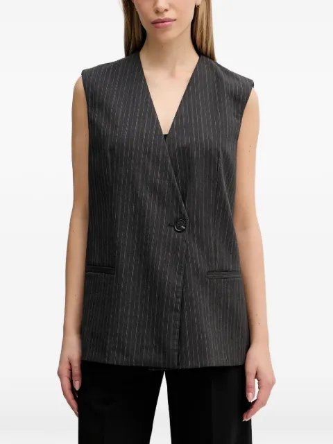Sisley pinstripe V-neck gilet Grey 209YLJ00X