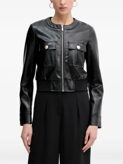 Sisley flap-pockets zipped biker jacket Black 24IMLN05V