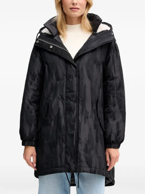 Sisley hooded patterned parka coat Black 25E3LN068