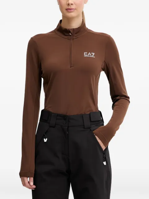 Ea7 Emporio Armani logo-print ski top Brown 7W000396AF14634