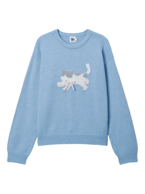 b+ab appliqué crew-neck sweater Blue 5W344AI