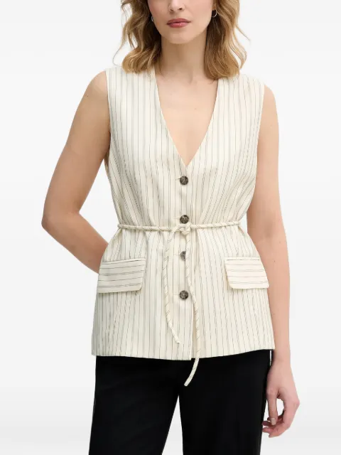 Sisley striped buttoned sleeveless gilet Neutrals 24QVLJ00V