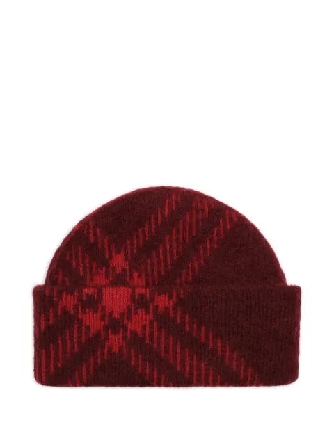 Burberry Check mohair wool blend beanie Red 8121536