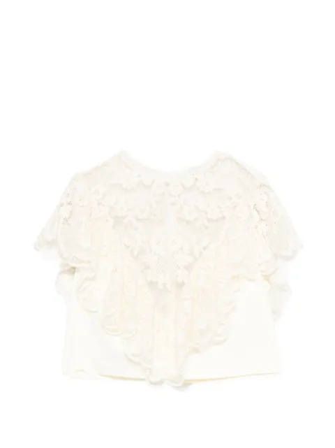 SANDRO floral guipure crop top Neutrals SFPTO00864