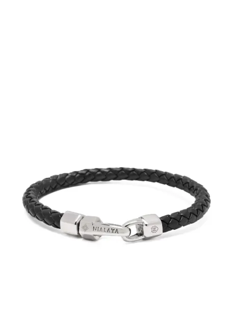 Nialaya Jewelry braided leather bracelet Black MLTHCO373