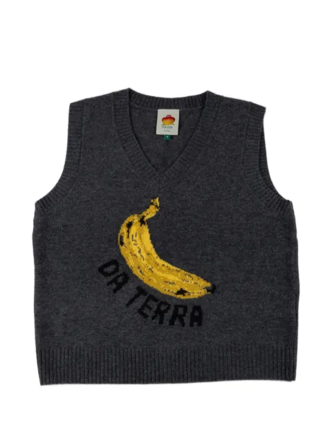 FARM Rio banana-print knit vest Grey 352083