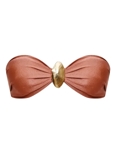 PatBO seashell detail bikini top Brown TOB32871