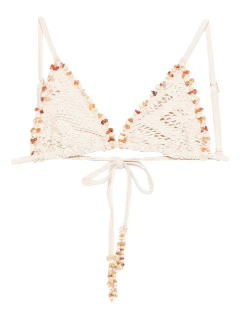 PatBO beaded bikini top Neutrals TOB32827
