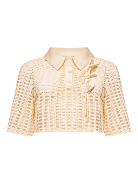 PatBO Selene mesh crop top Neutrals TOP33061